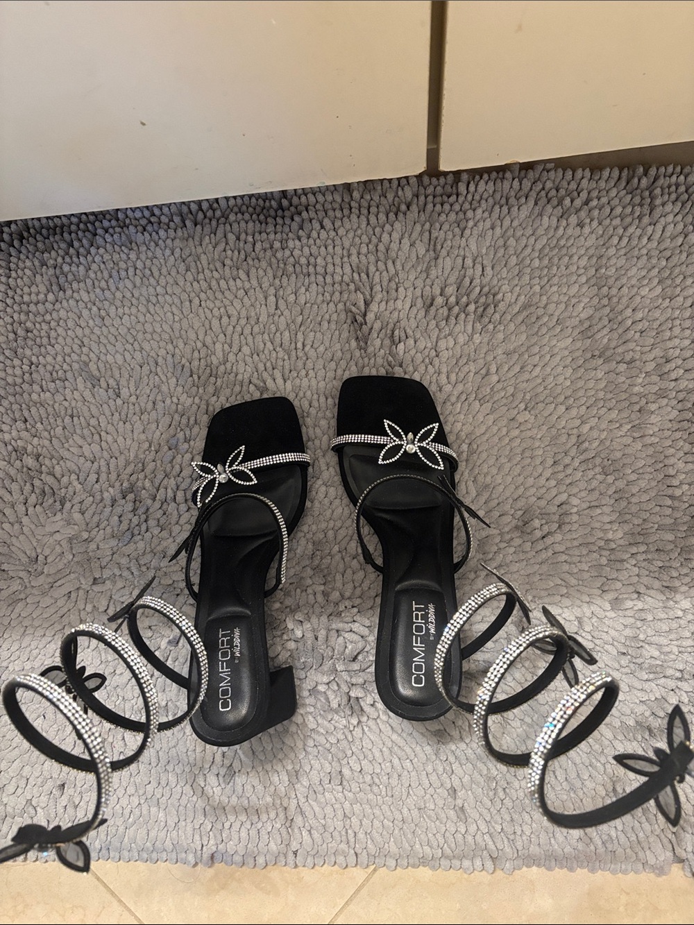 Collection Black Embellished Strappy Heeled Sandals